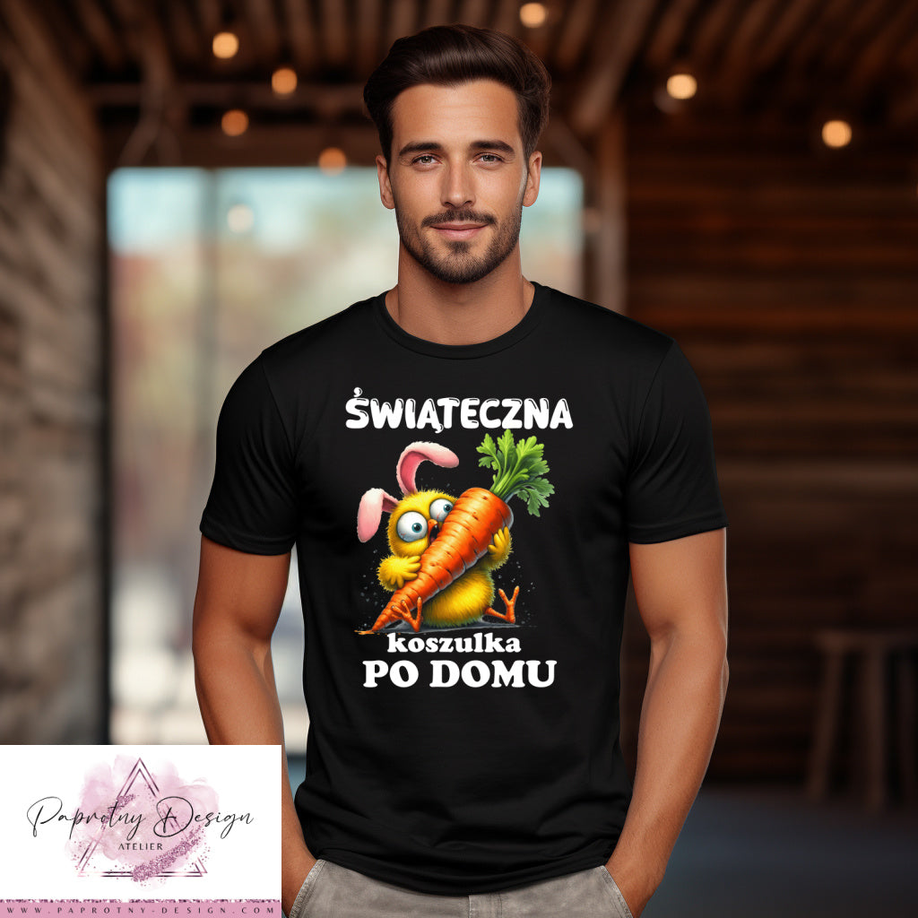 T-Shirt "Świąteczna koszulka po domu" Hase mit Möhre
