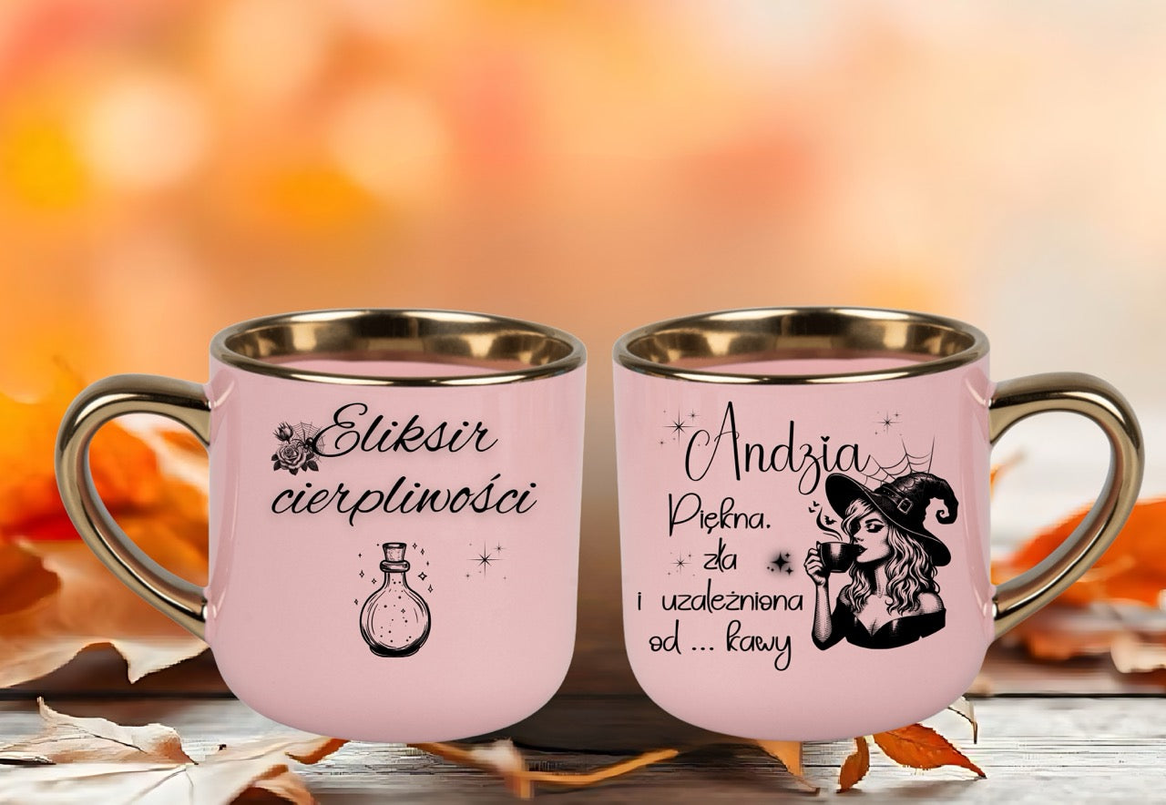 Elegant kubek ceramiczny z czarownicą