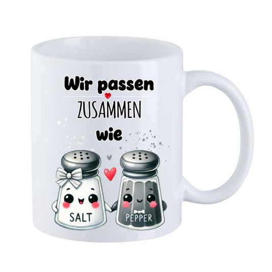 Valentinstag Keramiktasse "Wir passen zusammen - Salt&Pepper"
