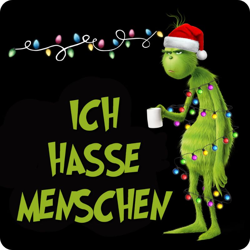 Grinch Untersetzer "Ich hasse Menschen" – Lustiges Geschenk für Weihnachtsmuffel & Kaffeeliebhaber