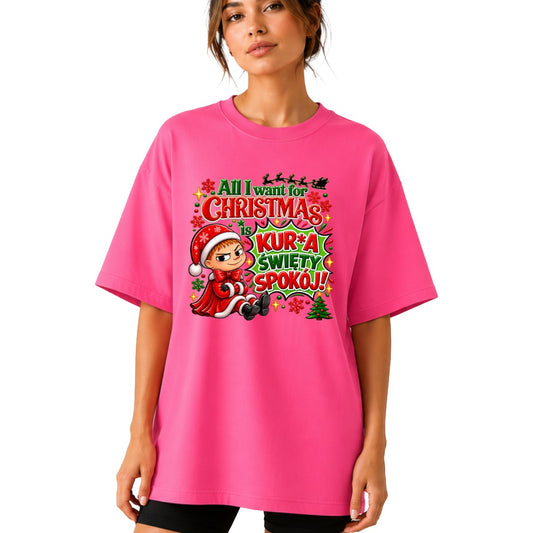 Koszulka damska „All I want for Christmas" - Mała Mi