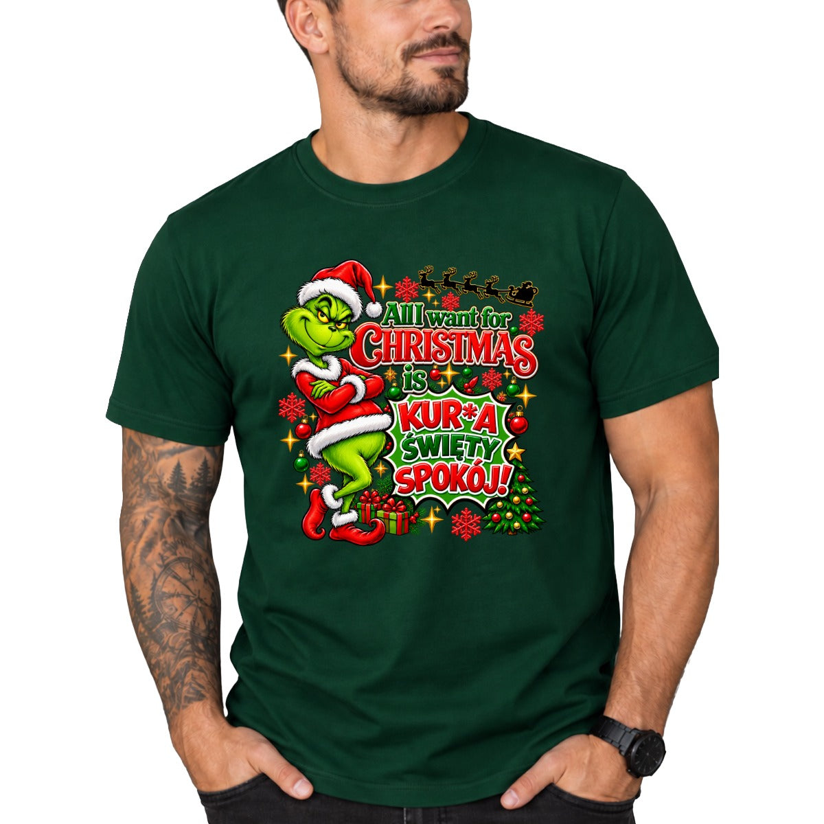 T-Shirt męski „All I want for Christmas" - Grinch