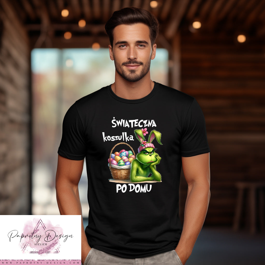 T-Shirt "Świąteczna koszulka po domu" Eierkorb und Grinch