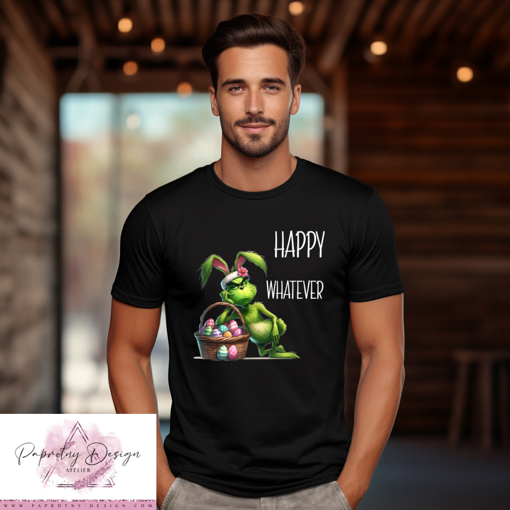 T-Shirt "Happy Whatever" Korb mit Ostereiern und Grinch