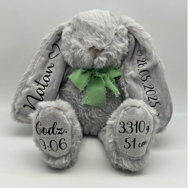 Plüsch-Hase - Erinnerungshase mit Geburtsdaten & Wunschname