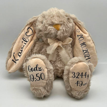Plüsch-Hase - Erinnerungshase mit Geburtsdaten & Wunschname