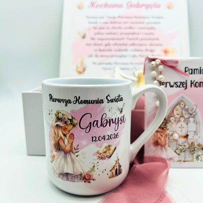 Pamiątkowe pudełko komunijne – personalizowany zestaw na Pierwszą Komunię Świętą dla dziewczynki