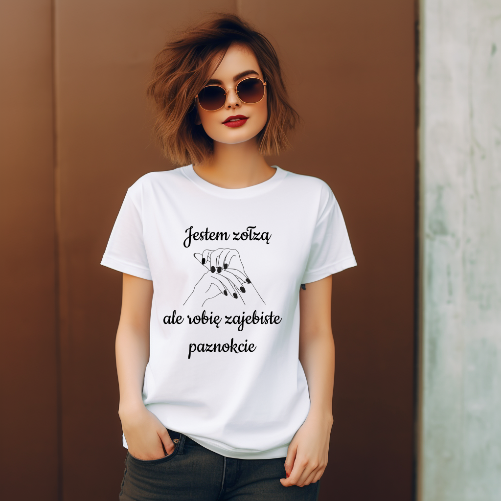 T-Shirt "Jestem zołzą, ale robię zajebiste paznokcie"