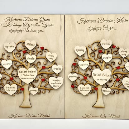 Drewniane Drzewko z Podziękowaniami - Dla Babci i Dziadka