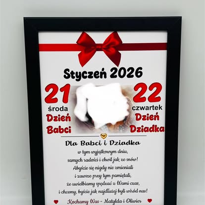 Personalizowany plakat w ramce - kartka z kalendarza