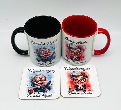 Zestaw kubek i podkladka dla babci i dziadka