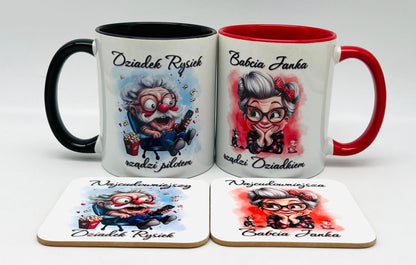 Zestaw kubek i podkladka dla babci i dziadka