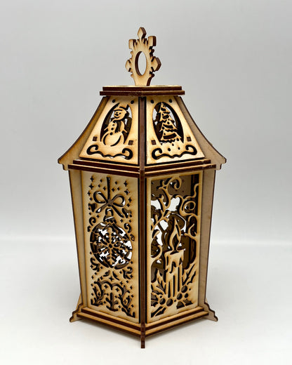 Winterzauber Holzlaterne mit nostalgischer Lichterglanz