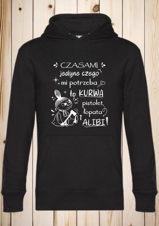 Bluza z kapturem „Mała Mi - łopata i alibi"