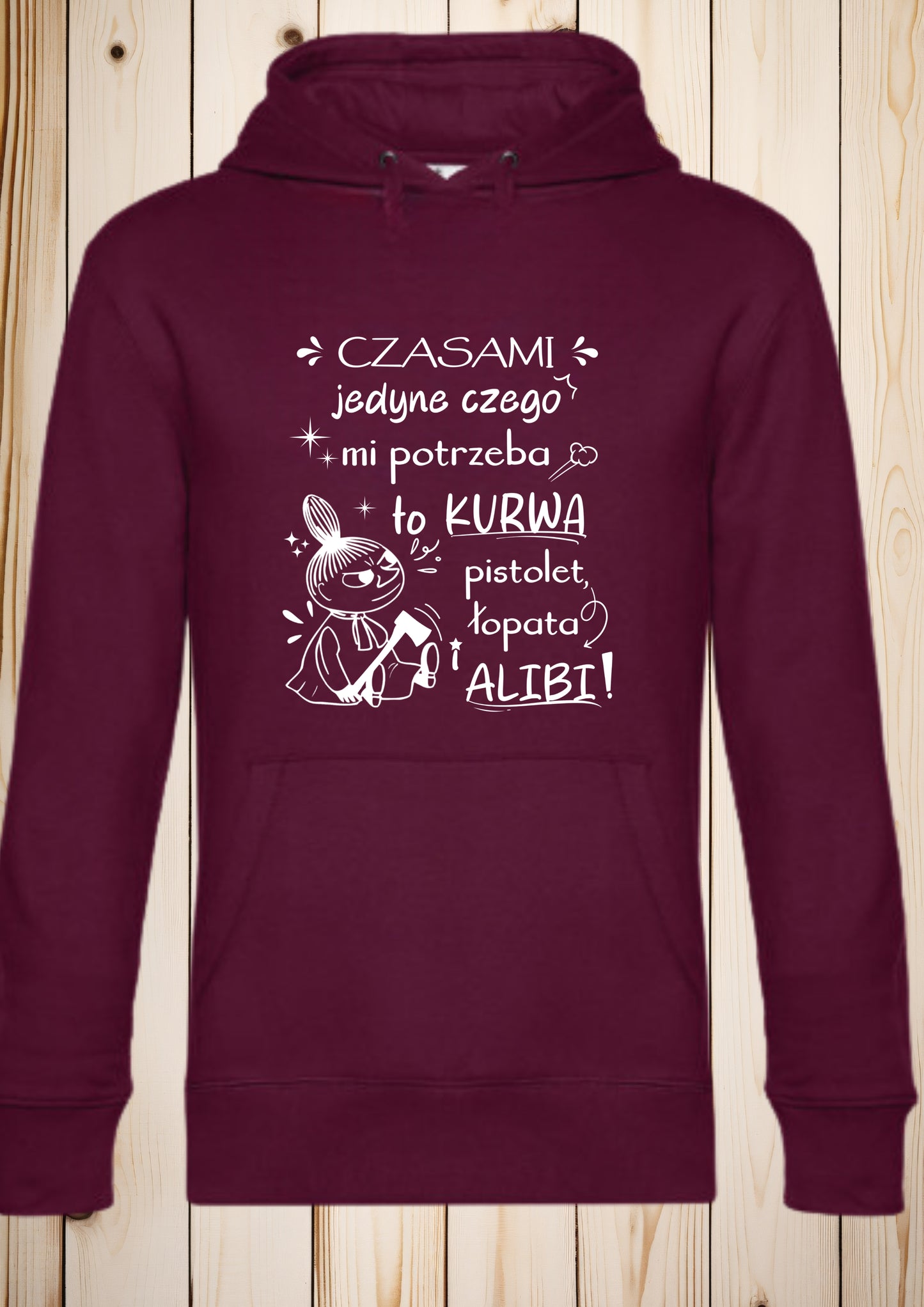 Bluza z kapturem „Mała Mi - łopata i alibi"