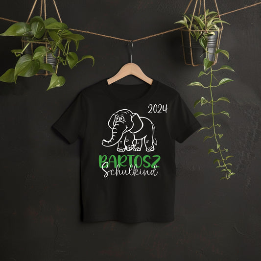 T-Shirt Kids "Schulkind mit Elefant" und Namen