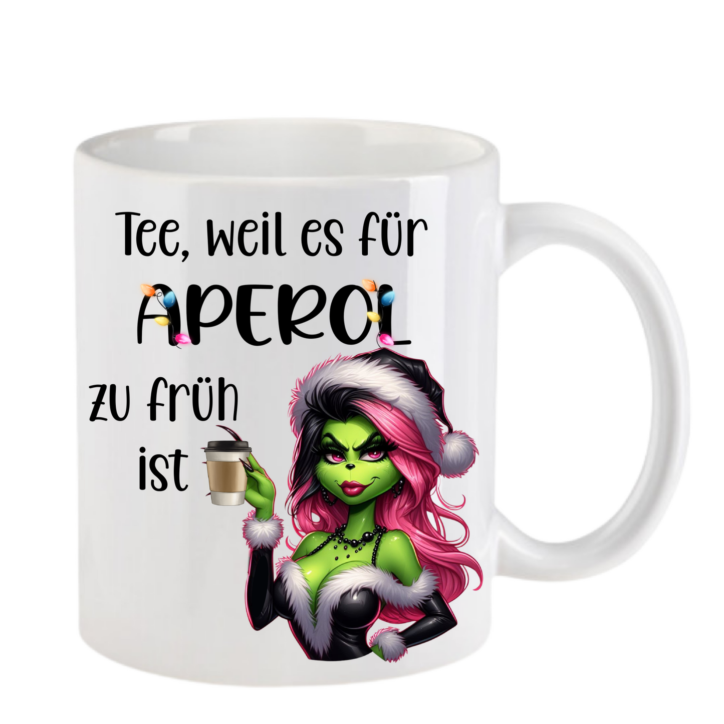Tasse Lady Grinch Aperol mit Untersetzer - Geschenkset