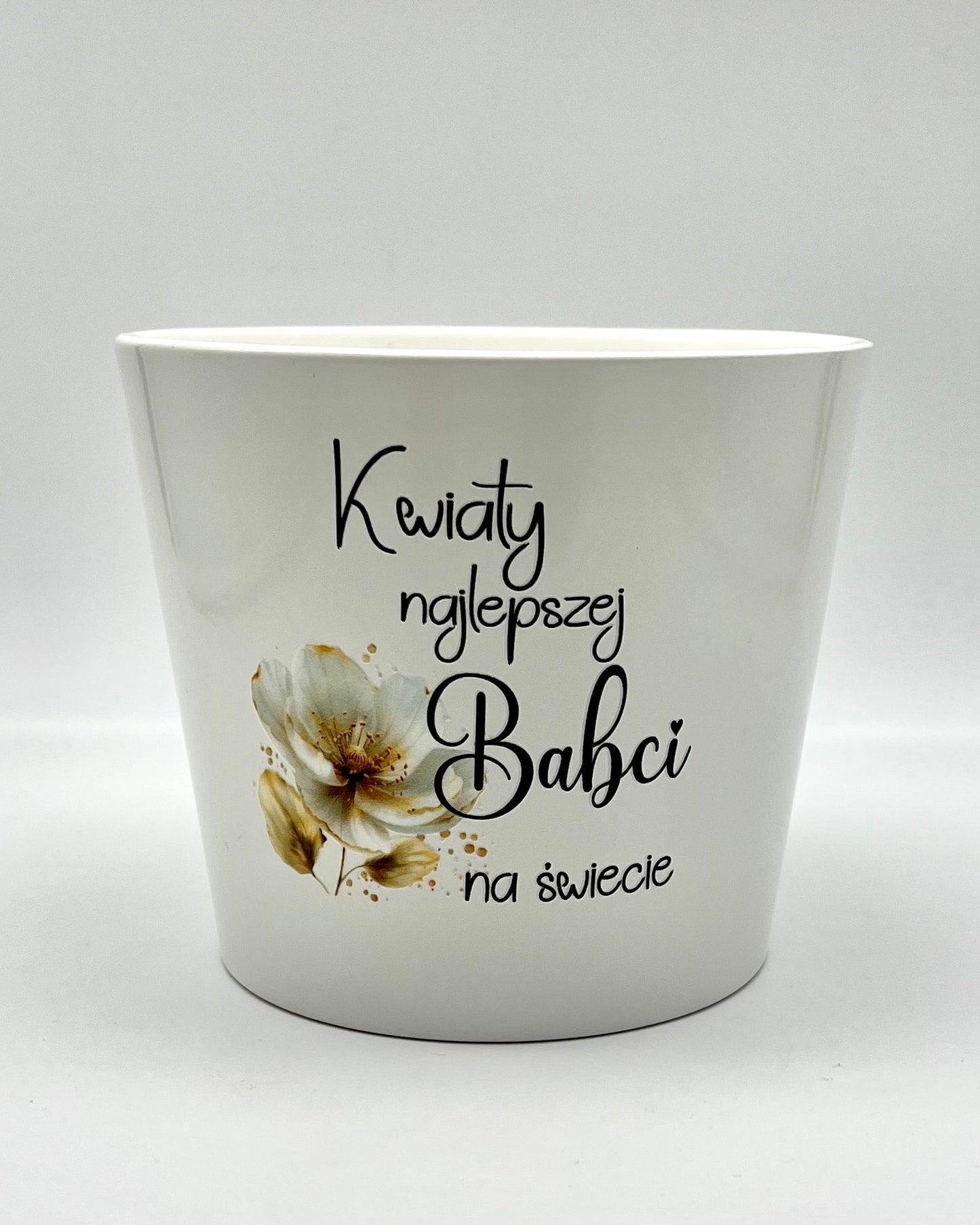 Doniczka Ceramiczna dla Babci - Kwiaty Najlepszej Babci na Świecie