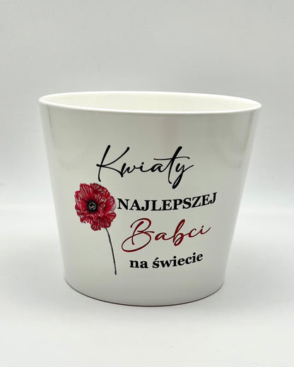 Doniczka Ceramiczna dla Babci - Kwiaty Najlepszej Babci na Świecie