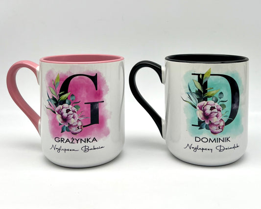 Kubki na Dzień Babci i Dziadka z inicjałem