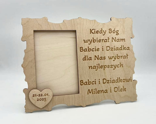 Spersonalizowana ramka na zdjęcia z grawerem - Prezent dla dziadków