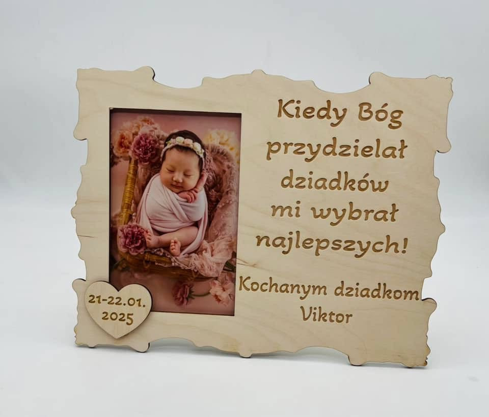Spersonalizowana ramka na zdjęcia z grawerem - Prezent dla dziadków