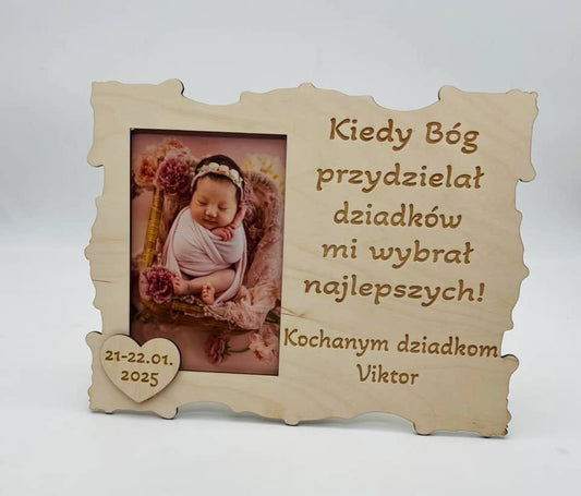 Spersonalizowana ramka na zdjęcia z grawerem - Prezent dla dziadków
