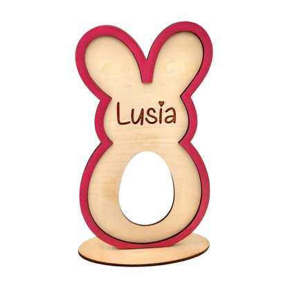 Personalisierter Osterhase als Ü-Ei-Halter – Holzdeko mit Gravur
