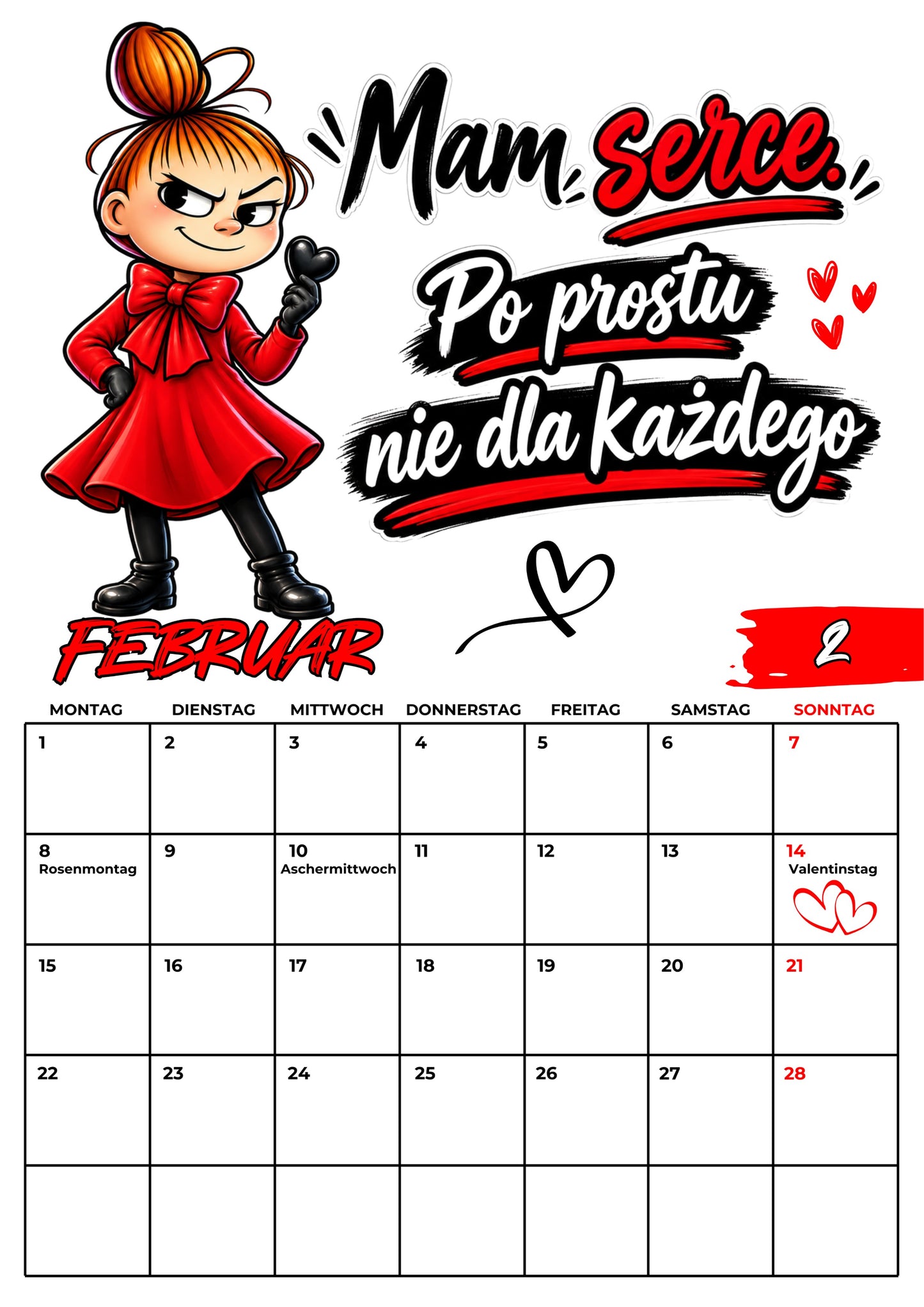 Kalendarz ścienny 2027 „Mała Mi - mój rok, moje zasady"