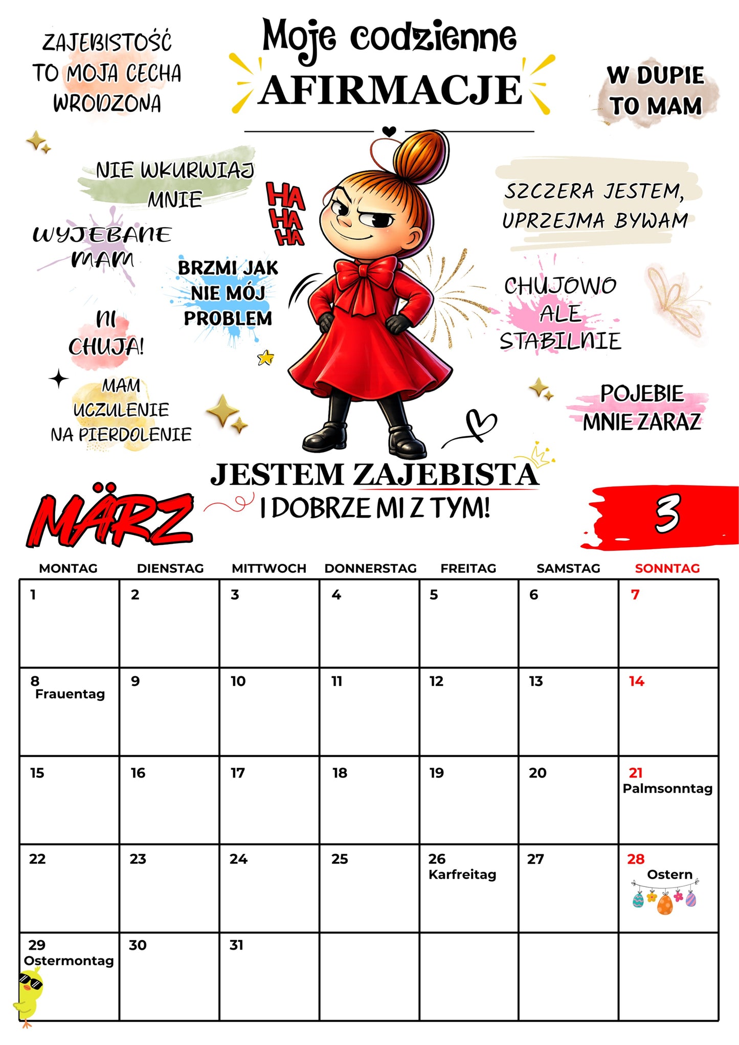 Kalendarz ścienny 2027 „Mała Mi - mój rok, moje zasady"