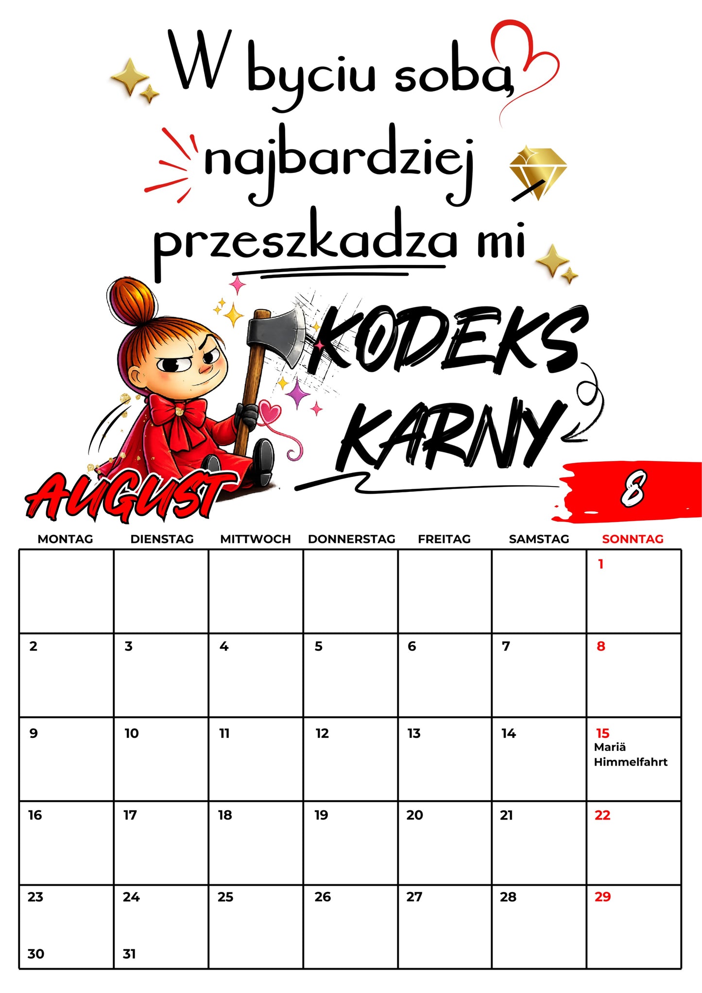 Kalendarz ścienny 2027 „Mała Mi - mój rok, moje zasady"