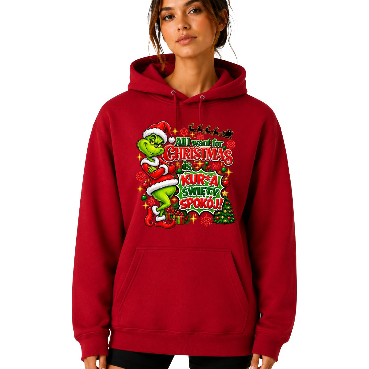 Hoodie damskie "All I want for Christmas" - Grinch