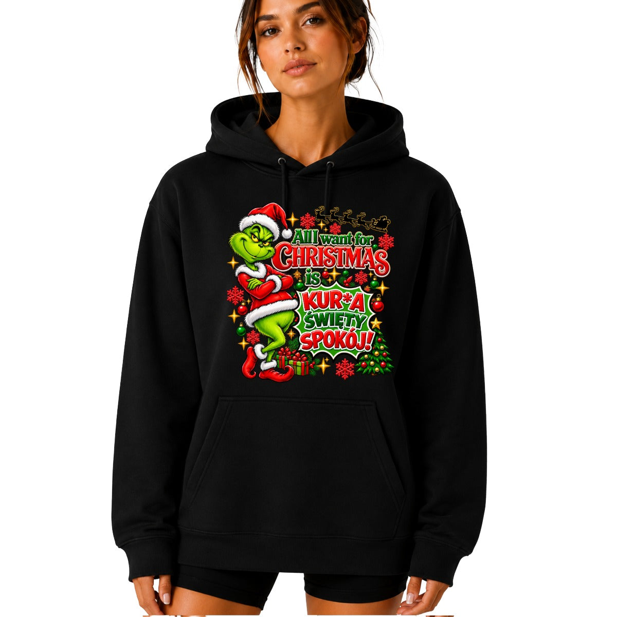 Hoodie damskie "All I want for Christmas" - Grinch