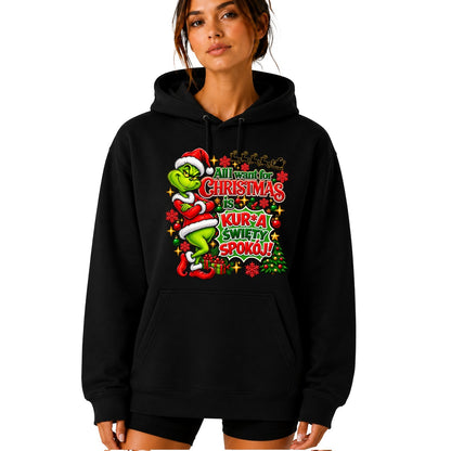 Hoodie damskie "All I want for Christmas" - Grinch