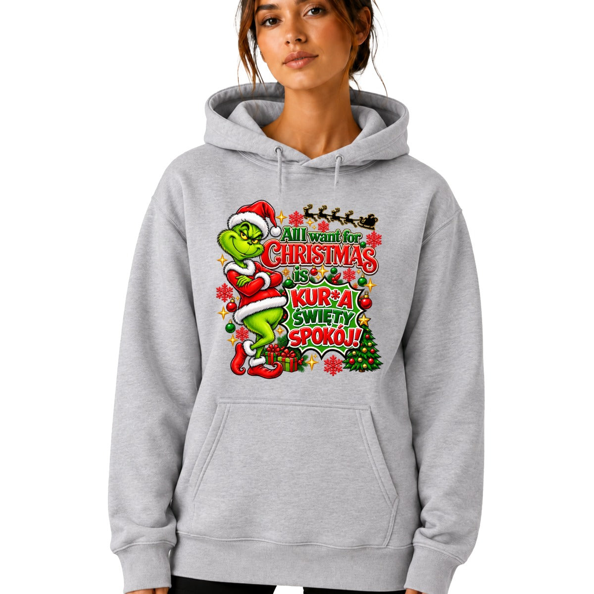 Hoodie damskie "All I want for Christmas" - Grinch