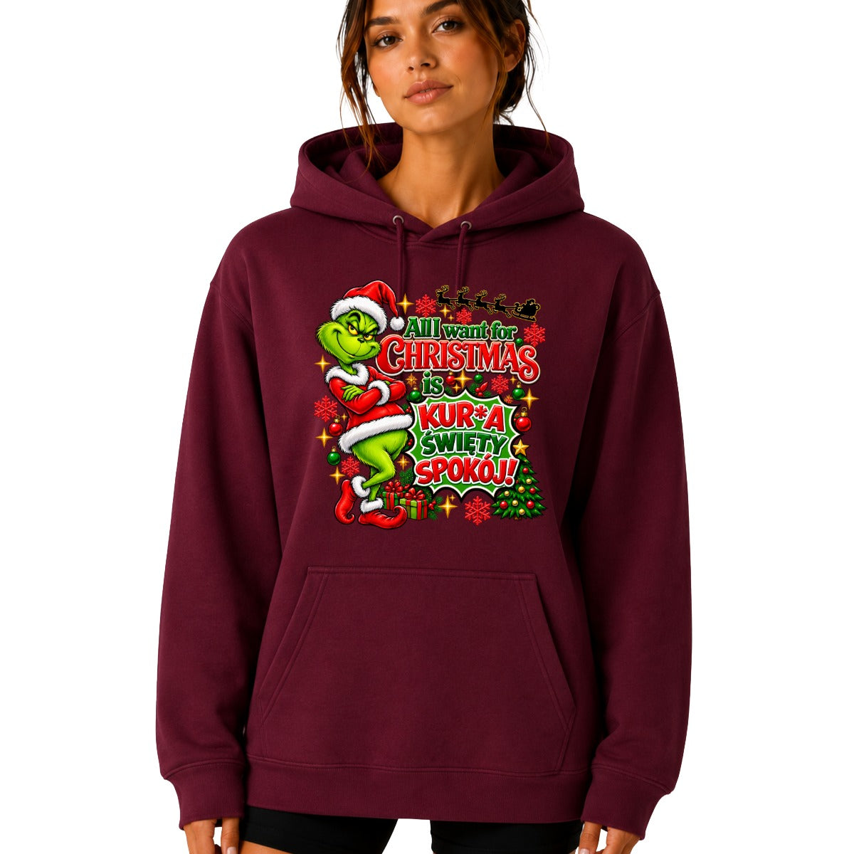 Hoodie damskie "All I want for Christmas" - Grinch