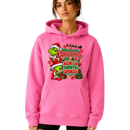 Hoodie damskie "All I want for Christmas" - Grinch