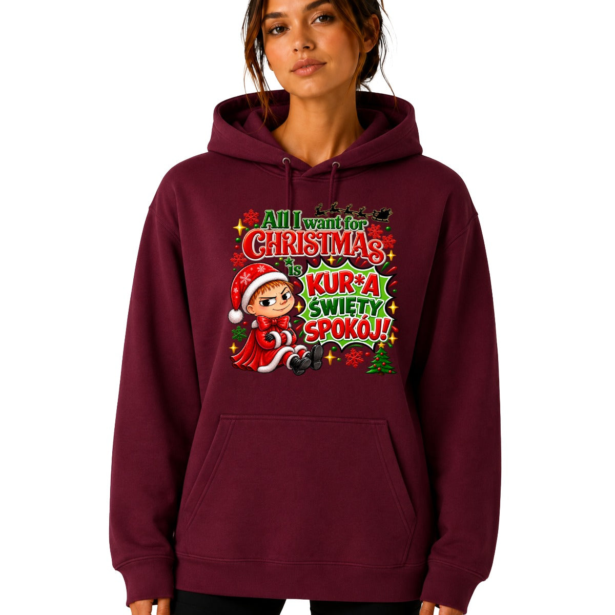 Hoodie damskie "All I want for Christmas" - Mała Mi