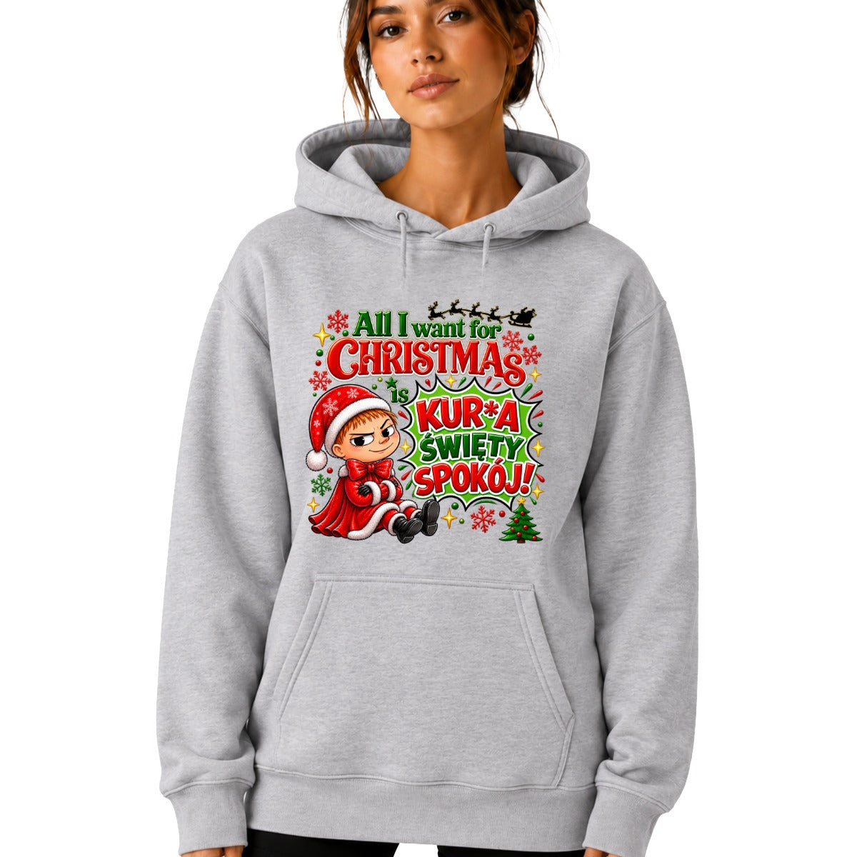 Hoodie damskie "All I want for Christmas" - Mała Mi