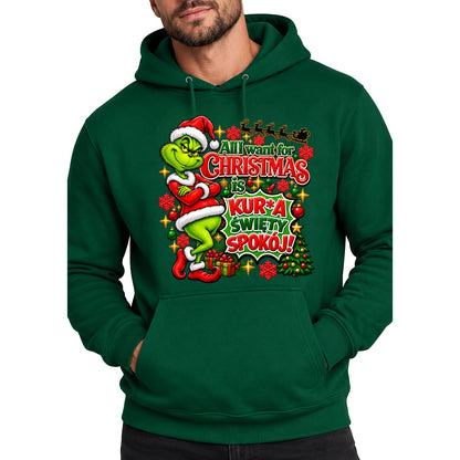 Bluza męska z kapturem "All I want for Christmas" - Grinch