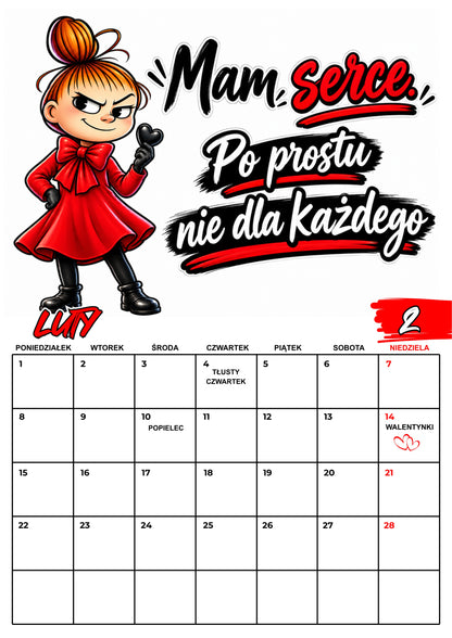Kalendarz ścienny 2027 „Mała Mi - mój rok, moje zasady" - Kalendarium polskie