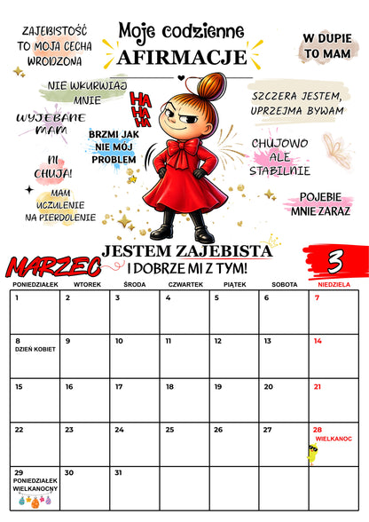 Kalendarz ścienny 2027 „Mała Mi - mój rok, moje zasady" - Kalendarium polskie