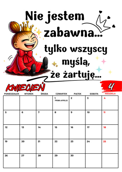 Kalendarz ścienny 2027 „Mała Mi - mój rok, moje zasady" - Kalendarium polskie