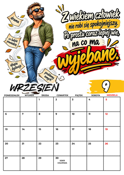 Kalendarz ścienny 2027 „Bez zbędnego pierdolenia" - kalendarium polskie