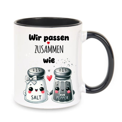 Valentinstag Keramiktasse "Wir passen zusammen - Salt&Pepper"