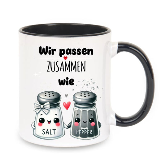 Valentinstag Keramiktasse "Wir passen zusammen - Salt&Pepper"