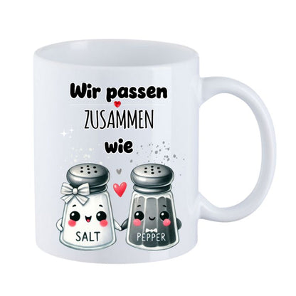 Valentinstag Keramiktasse "Wir passen zusammen - Salt&Pepper"