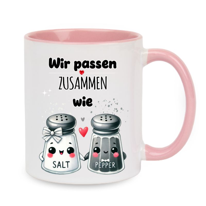 Valentinstag Keramiktasse "Wir passen zusammen - Salt&Pepper"