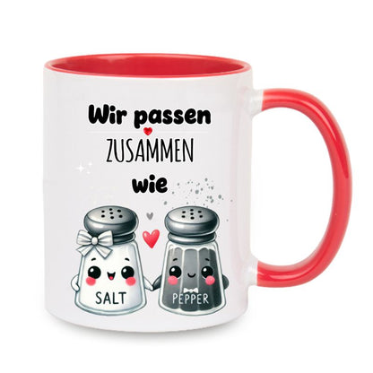 Valentinstag Keramiktasse "Wir passen zusammen - Salt&Pepper"