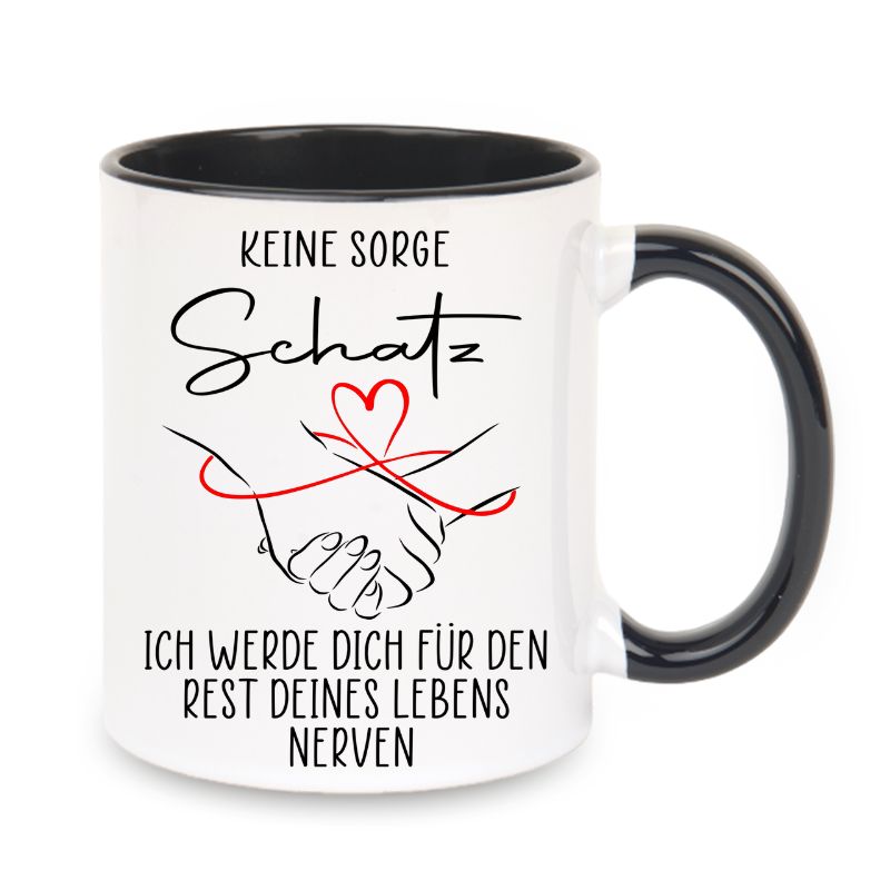 Valentinstag Keramiktasse "Keine Sorge Schatz - Schleife"